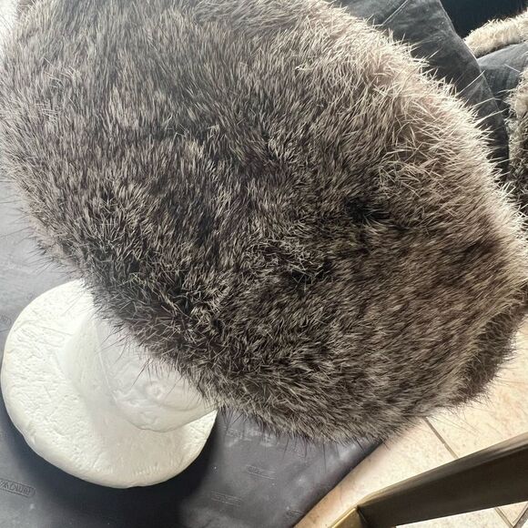 REAL RABBIT FUR HAT skully cap rare head piece accessory beanie scarf unisex - Picture 1 of 13